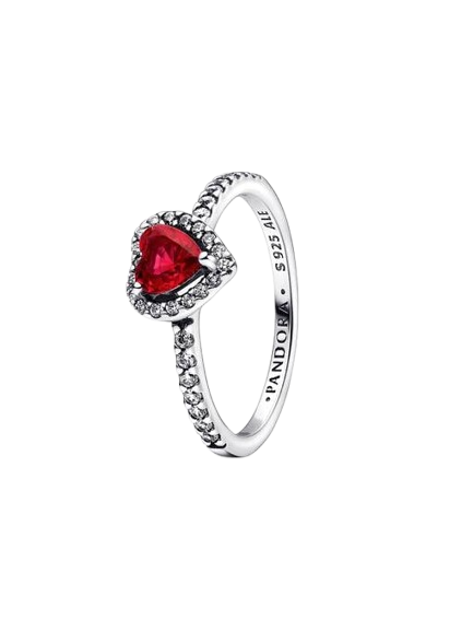 Anillo Corazón Rojo en Plata de Ley Pandora
