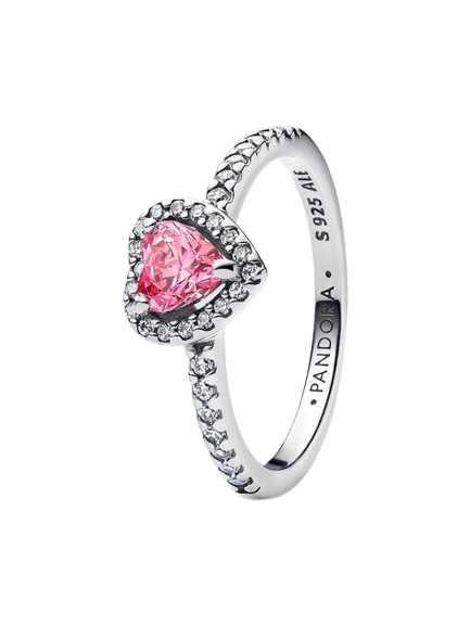 Anillo Corazón Rosa en Plata de Ley Pandora