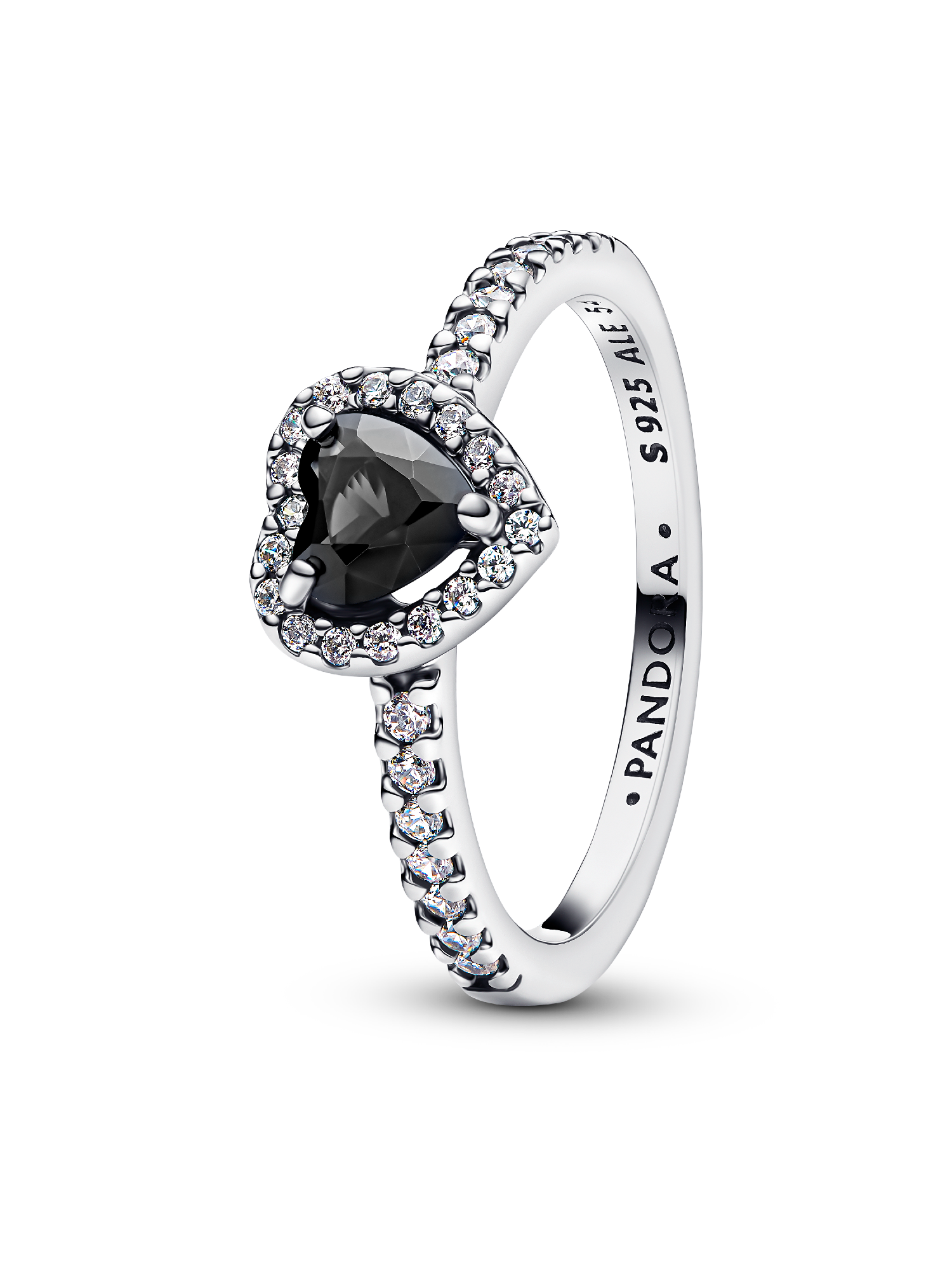 Anillo Corazón Negro en Plata de Ley Pandora