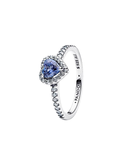 Anillo Corazón Azul Cielo en Plata de Ley Pandora