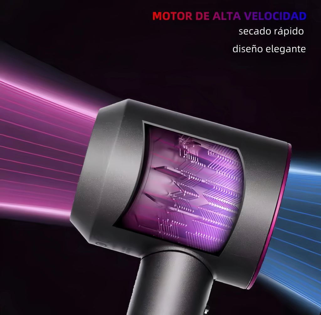 Super Hair Dryer Professional Ionic Hair Dryer, Latest Generation Innovative Design Without Asphalt, Weight and Size Reduced, With Six Accessories, Includes Wall Bracket, Straightening Nozzle, Flyaway, Diffuser, soft Air Nozz